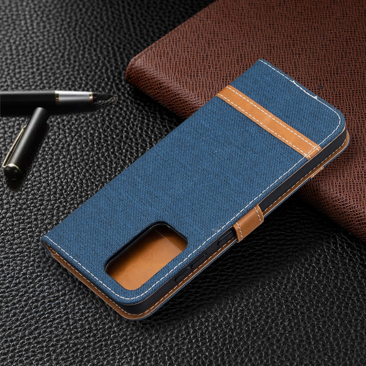 For Samsung Galaxy A52 5G / 4G Color Matching Denim Texture Horizontal Flip Leather Case with Holder & Card Slots & Wallet & Lanyard(Dark Blue) by buy2fix