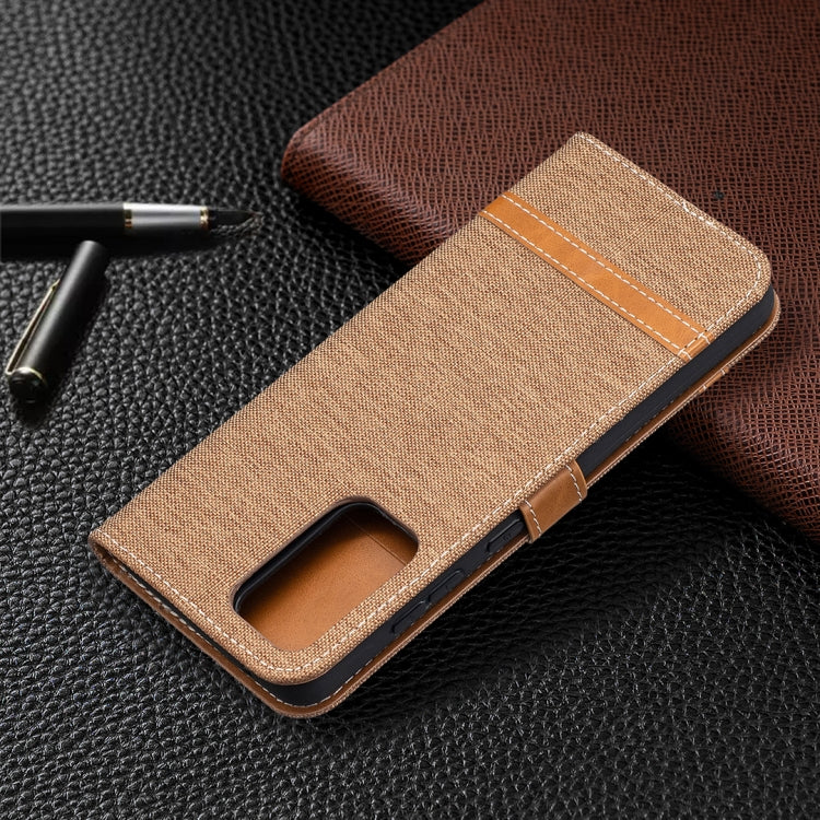 For Samsung Galaxy A52 5G / 4G Color Matching Denim Texture Horizontal Flip Leather Case with Holder & Card Slots & Wallet & Lanyard(Brown) by buy2fix