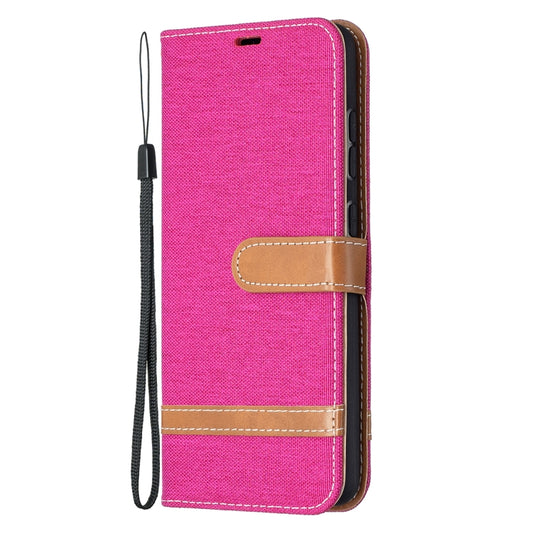 For Samsung Galaxy A52 5G / 4G Color Matching Denim Texture Horizontal Flip Leather Case with Holder & Card Slots & Wallet & Lanyard(Rose Red) by buy2fix