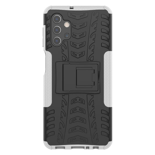 For Samsung Galaxy A32 5G Tire Texture Shockproof TPU+PC Protective Case with Holder(White) by buy2fix