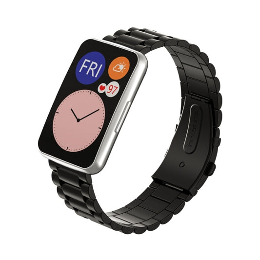 For Huawei Watch Fit Three-beads Metal Watch Band(Black) by buy2fix