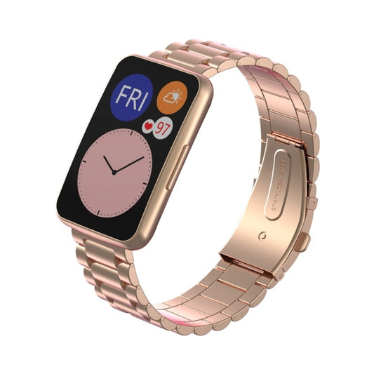 For Huawei Watch Fit Three-beads Metal Watch Band(Rose Gold) by buy2fix