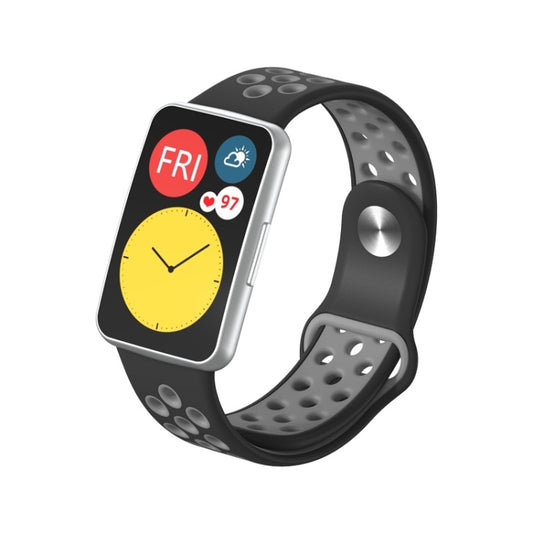 For Huawei Watch Fit Silicone Two-color Reverse Buckle Watch Band(Black Grey) by buy2fix