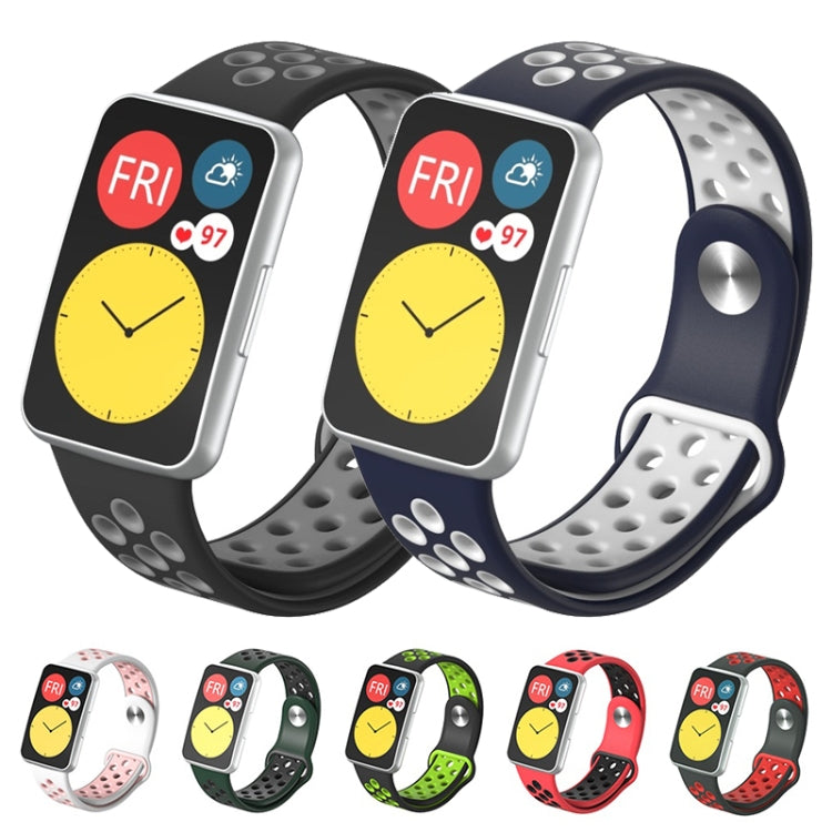 For Huawei Watch Fit Silicone Two-color Reverse Buckle Watch Band(Black Grey) by buy2fix