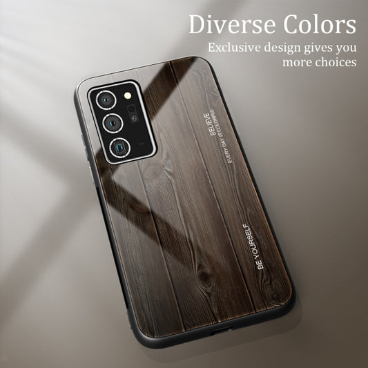 For Samsung Galaxy Note20 Ultra Wood Grain Glass Protective Case(M01) by buy2fix