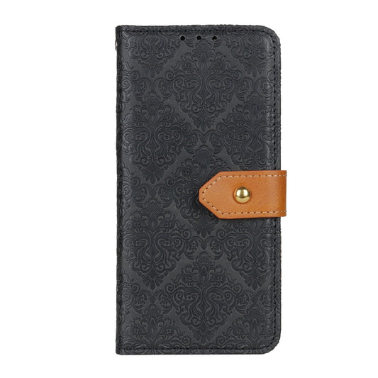 For OPPO Reno5 5G European Floral Embossed Copper Buckle Horizontal Flip PU Leather Case with Holder & Card Slots & Wallet & Photo Frame(Black) by buy2fix