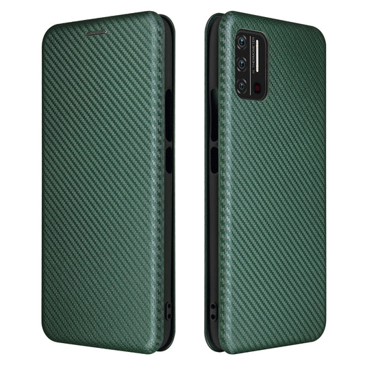 For UMIDIGI A7S Carbon Fiber Texture Horizontal Flip TPU + PC + PU Leather Case with Card Slot(Green) by buy2fix