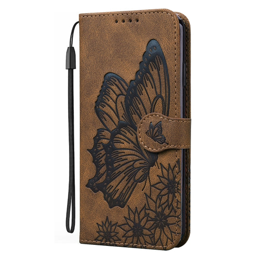 For iPhone 12 Pro Max Retro Skin Feel Butterflies Embossing Horizontal Flip Leather Case with Holder & Card Slots & Wallet(Brown) by buy2fix