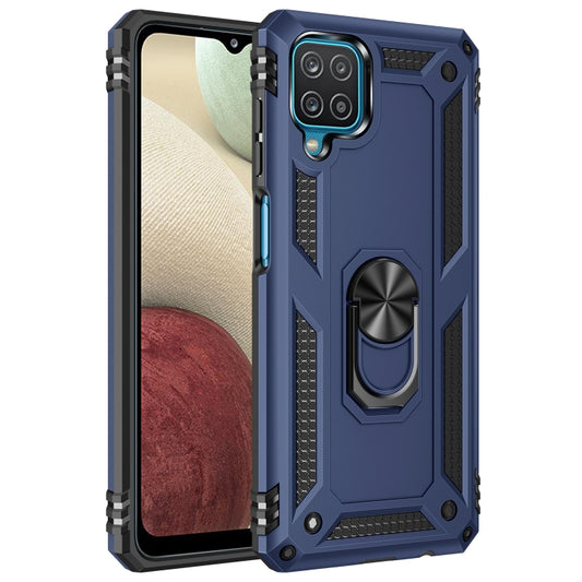 For Samsung Galaxy A12 5G Shockproof TPU + PC Protective Case with 360 Degree Rotating Holder(Blue) by buy2fix