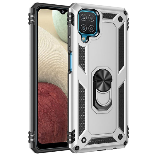 For Samsung Galaxy A12 5G Shockproof TPU + PC Protective Case with 360 Degree Rotating Holder(Silver) by buy2fix