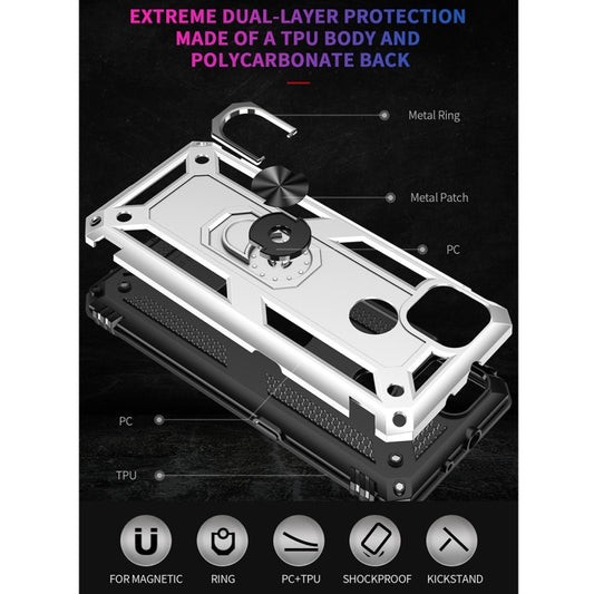 For Motorola Moto G9 Power Shockproof TPU + PC Protective Case with 360 Degree Rotating Holder(Silver) by buy2fix