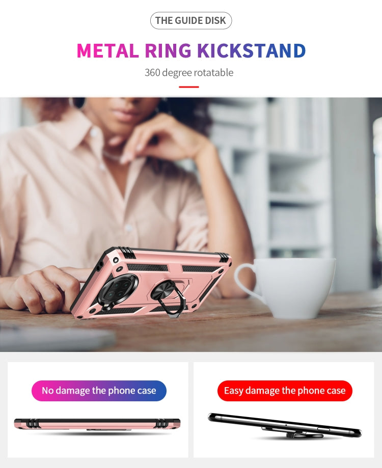 For Xiaomi Mi 10T Lite 5G Shockproof TPU + PC Protective Case with 360 Degree Rotating Holder(Rose Gold) by buy2fix