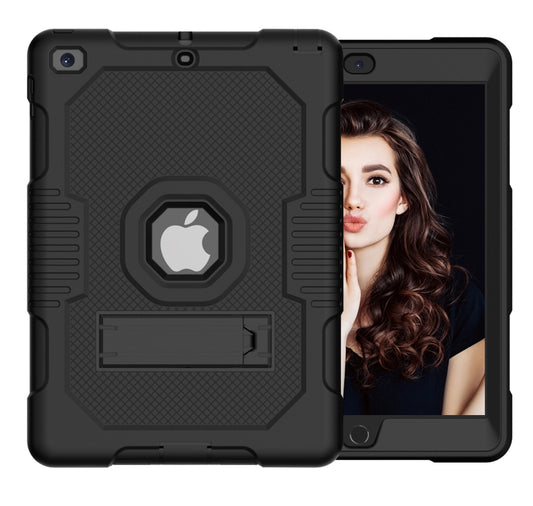 Contrast Color Robot Shockproof Silicone + PC Protective Case with Holder For iPad 9.7 (2017/2018)(Black) by buy2fix