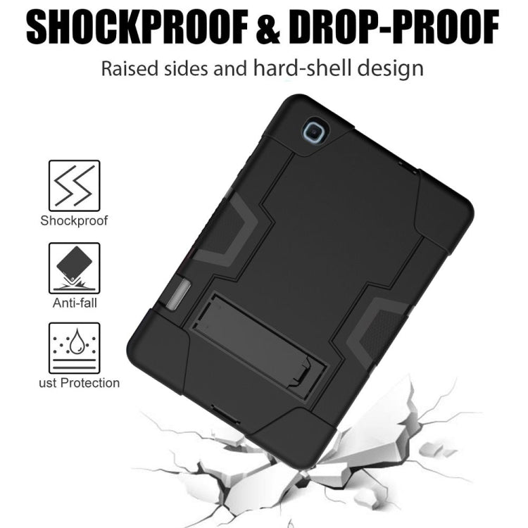 For Samsung Galaxy Tab S6 Lite P610 Contrast Color Robot Shockproof Silicon + PC Protective Case with Holder(Black) by buy2fix