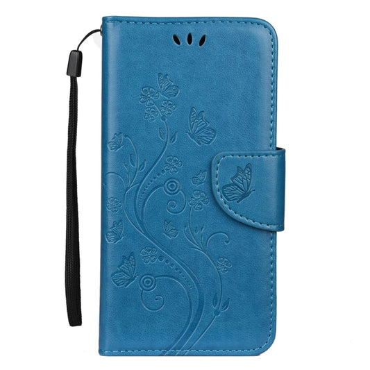 For iPhone 11 Pro Butterfly Flower Pattern Horizontal Flip Leather Case with Holder & Card Slots & Wallet(Blue) by buy2fix