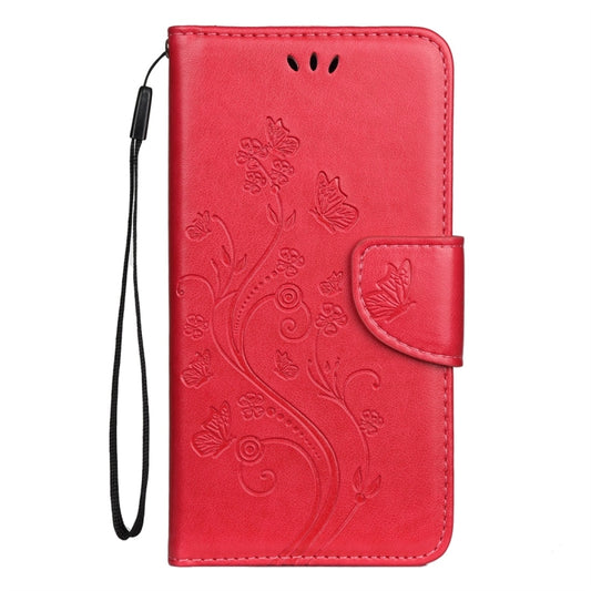 For iPhone 11 Pro Butterfly Flower Pattern Horizontal Flip Leather Case with Holder & Card Slots & Wallet(Red) by buy2fix