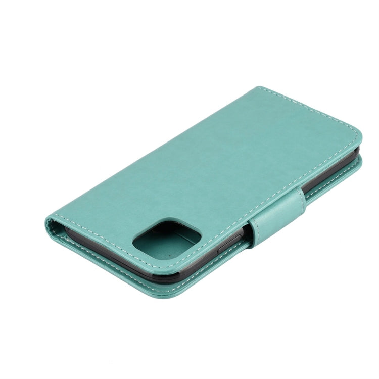 For iPhone 11 Pro Max Butterfly Flower Pattern Horizontal Flip Leather Case with Holder & Card Slots & Wallet(Green) by buy2fix