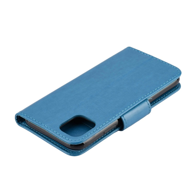 For iPhone 11 Pro Max Butterfly Flower Pattern Horizontal Flip Leather Case with Holder & Card Slots & Wallet(Blue) by buy2fix