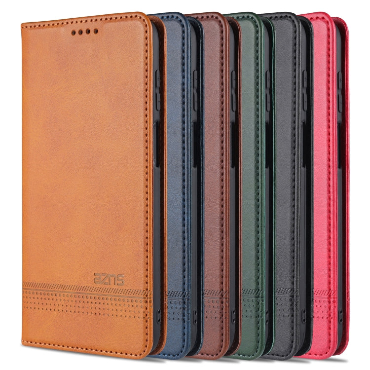 For Samsung Galaxy A12 AZNS Magnetic Calf Texture Horizontal Flip Leather Case with Card Slots & Holder & Wallet(Black) by AZNS