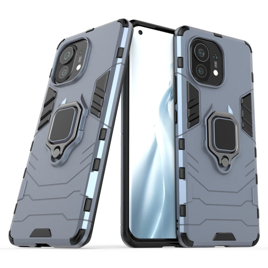 For Xiaomi Mi 11 PC + TPU Shockproof Protective Case with Magnetic Ring Holder(Navy Blue) by buy2fix