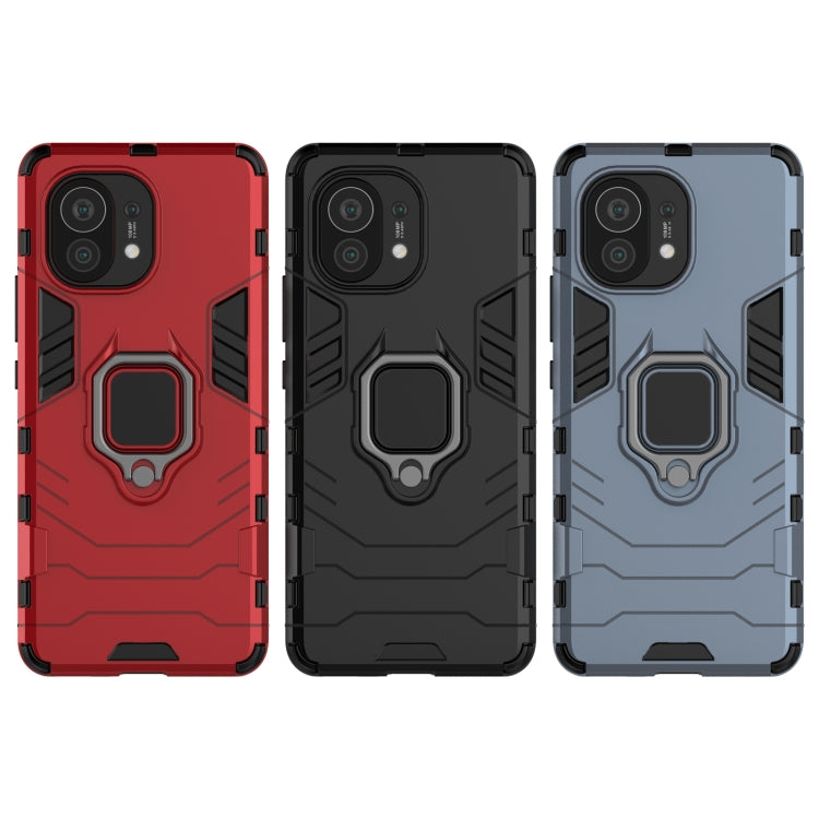 For Xiaomi Mi 11 PC + TPU Shockproof Protective Case with Magnetic Ring Holder(Black) by buy2fix