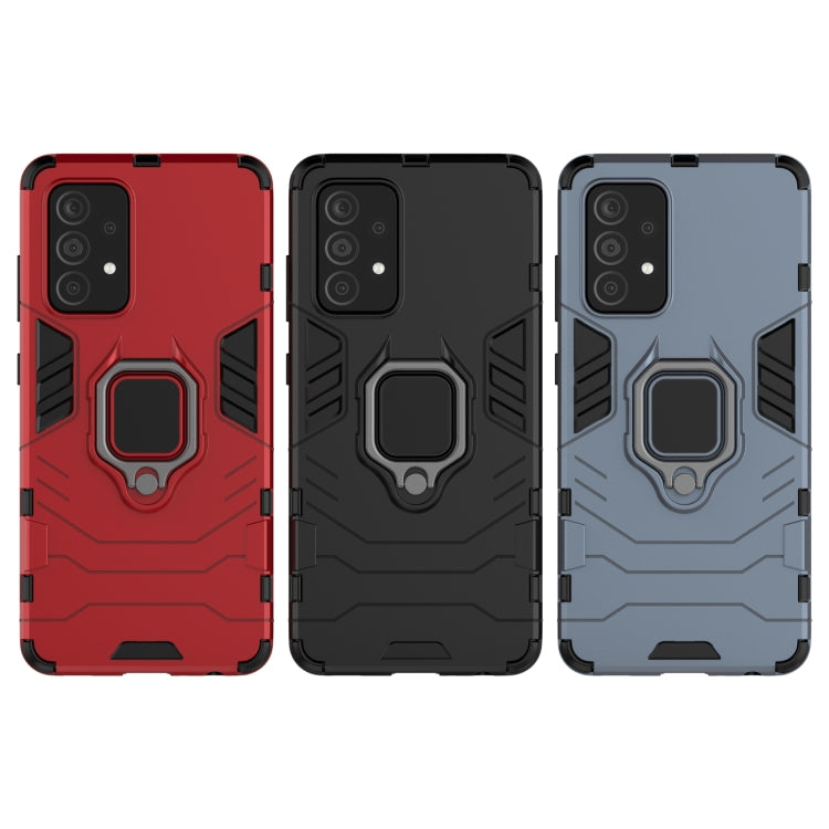 For Samsung Galaxy A52 5G/4G PC + TPU Shockproof Protective Case with Magnetic Ring Holder(Black) by buy2fix