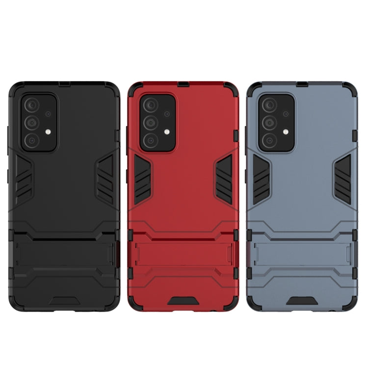 For Samsung Galaxy A52 5G/4G PC + TPU Shockproof Protective Case with Holder(Red) by buy2fix