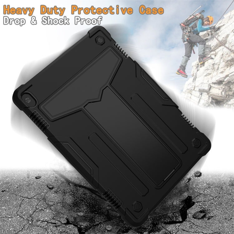 For Lenovo M10 FHD REL TB-X605F T-shaped Bracket Contrast Color Shockproof PC + Silicone Protective Case(Black) by buy2fix