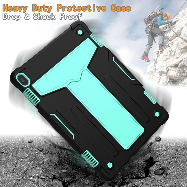 For Lenovo M10 FHD REL TB-X605F T-shaped Bracket Contrast Color Shockproof PC + Silicone Protective Case(Black + Mint Green) by buy2fix