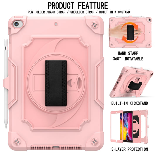 360 Degree Rotation Turntable Contrast Color Robot Shockproof Silicone + PC Protective Case with Holder For iPad 10.2 / 10.2 (2020) / Pro 10.5(Rose Gold) by buy2fix