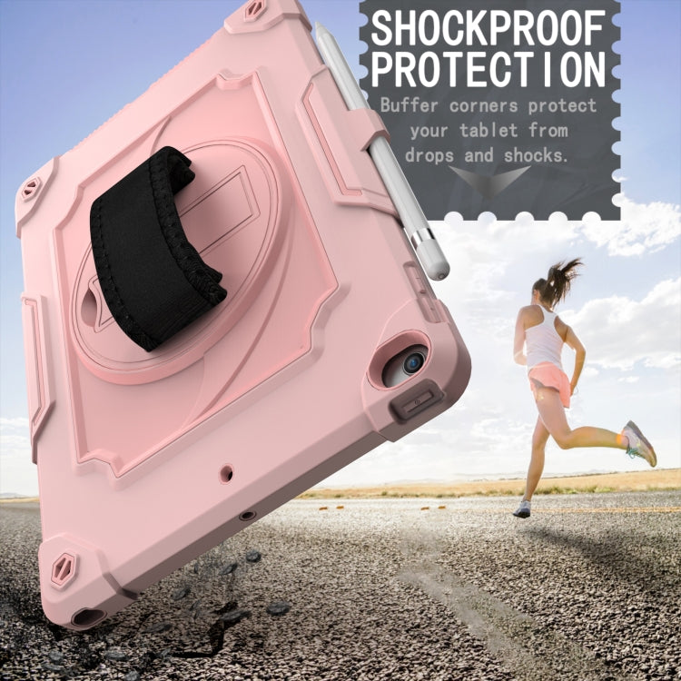 360 Degree Rotation Turntable Contrast Color Robot Shockproof Silicone + PC Protective Case with Holder For iPad 10.2 / 10.2 (2020) / Pro 10.5(Rose Gold) by buy2fix