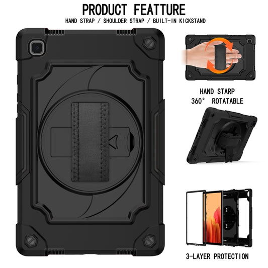 For Samsung Galaxy Tab A7 10.4 (2020)/T500 360 Degree Rotation Turntable Contrast Color Robot Shockproof Silicone + PC Protective Case with Holder(Black) by buy2fix