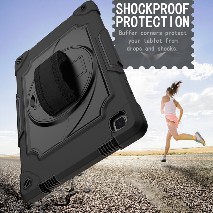 For Samsung Galaxy Tab A7 10.4 (2020)/T500 360 Degree Rotation Turntable Contrast Color Robot Shockproof Silicone + PC Protective Case with Holder(Black) by buy2fix