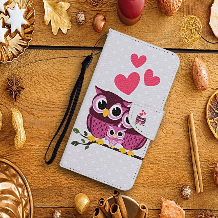 For Samsung Galaxy A02s(EU Edition) Colored Drawing Pattern Horizontal Flip Leather Case with Holder & Card Slots & Wallet & Lanyard(Owl Family) by ViLi