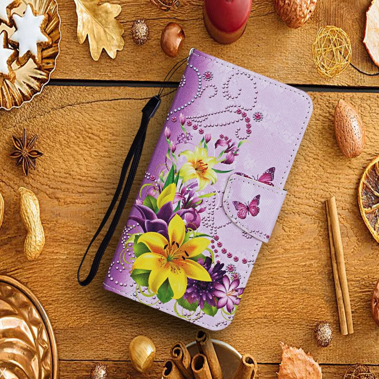 For Samsung Galaxy A02s(EU Edition) Colored Drawing Pattern Horizontal Flip Leather Case with Holder & Card Slots & Wallet & Lanyard(Yellow Flower Butterfly) by ViLi