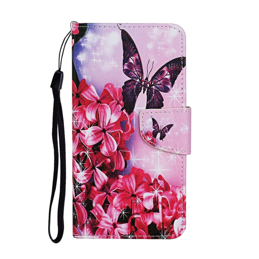 For Samsung Galaxy A12 Colored Drawing Pattern Horizontal Flip Leather Case with Holder & Card Slots & Wallet & Lanyard(Red Flower Butterfly) by buy2fix