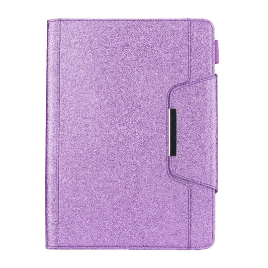 For iPad 10.2 2021 / 2020 / 2019 Glitter Powder Horizontal Flip Leather Case with Holder & Card Slot & Photo Frame & Wallet(Purple) by buy2fix