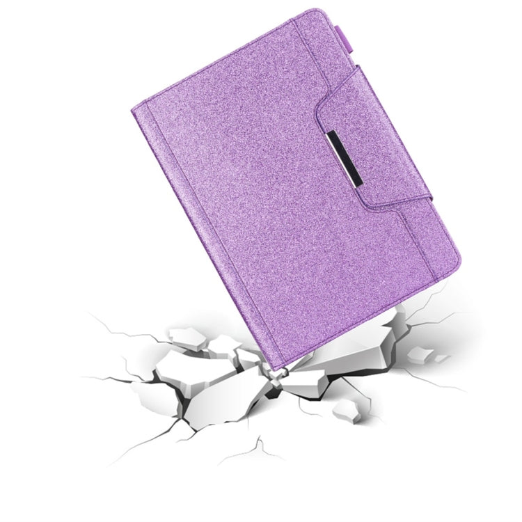 For iPad 10.2 2021 / 2020 / 2019 Glitter Powder Horizontal Flip Leather Case with Holder & Card Slot & Photo Frame & Wallet(Purple) by buy2fix