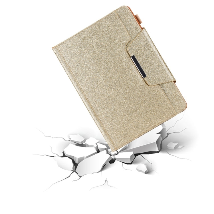 For iPad 10.2 2021 / 2020 / 2019 Glitter Powder Horizontal Flip Leather Case with Holder & Card Slot & Photo Frame & Wallet(Gold) by buy2fix