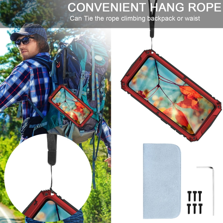 For Samsung Galaxy S21 5G R-JUST Shockproof Waterproof Dust-proof Metal + Silicone Protective Case with Holder(Red) by R-JUST