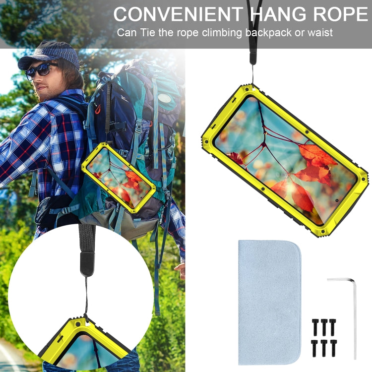 For Samsung Galaxy S21 5G R-JUST Shockproof Waterproof Dust-proof Metal + Silicone Protective Case with Holder(Yellow) by R-JUST