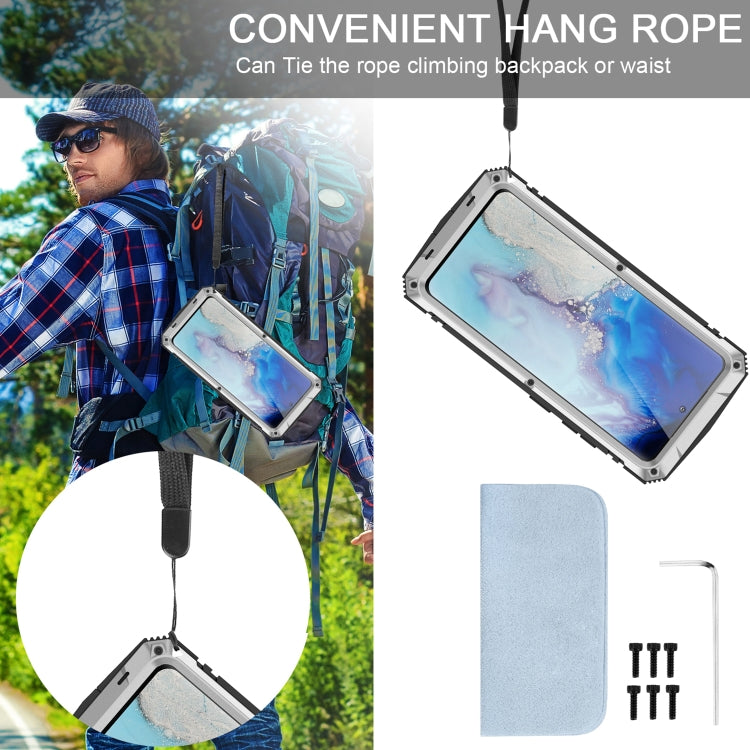 For Samsung Galaxy S21 Ultra 5G R-JUST Shockproof Waterproof Dust-proof Metal + Silicone Protective Case with Holder(Silver) by R-JUST