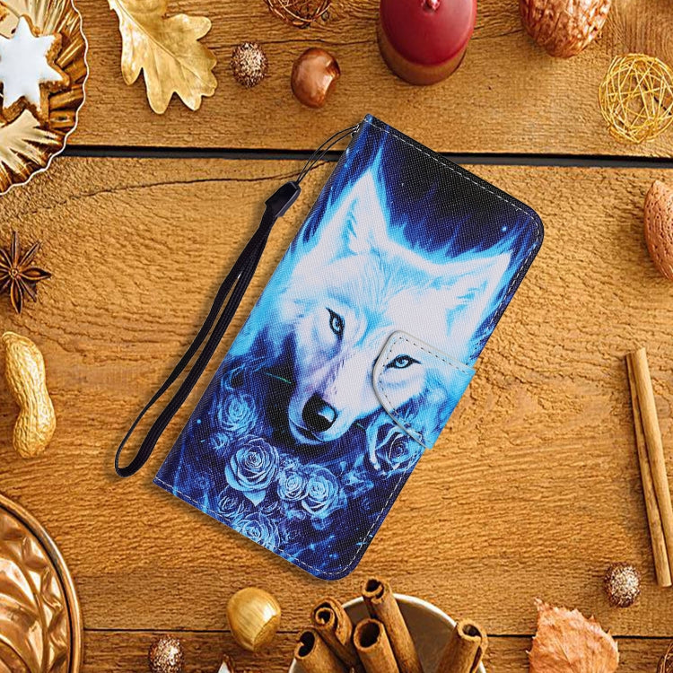 For Samsung Galaxy A12 Coloured Drawing Pattern Horizontal Flip PU Leather Case with Holder & Card Slots & Wallet & Lanyard(Rose Wolf) by buy2fix