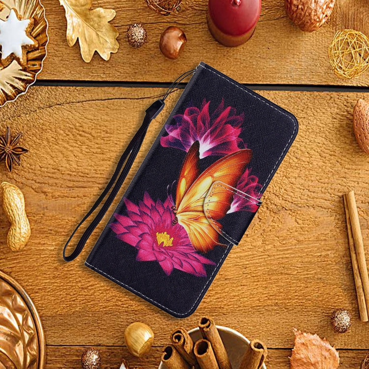 For Samsung Galaxy A72 5G / 4G Coloured Drawing Pattern Horizontal Flip PU Leather Case with Holder & Card Slots & Wallet & Lanyard(Big Golden Butterfly) by buy2fix