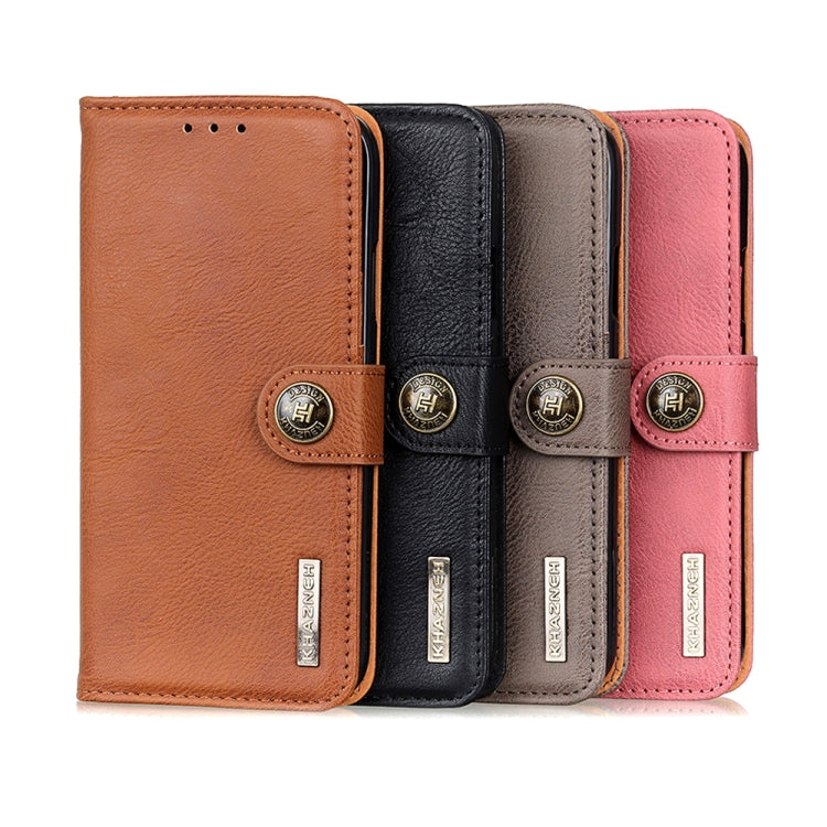 For Xiaomi Redmi Note 9 5G KHAZNEH Cowhide Texture Horizontal Flip Leather Case with Holder & Card Slots & Wallet(Brown) by buy2fix