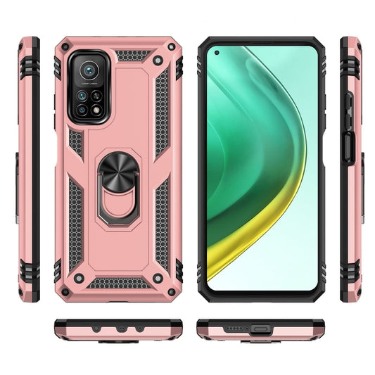 For Xiaomi Mi 10T Pro 5G Shockproof TPU + PC Protective Case with 360 Degree Rotating Holder(Rose Gold) by buy2fix
