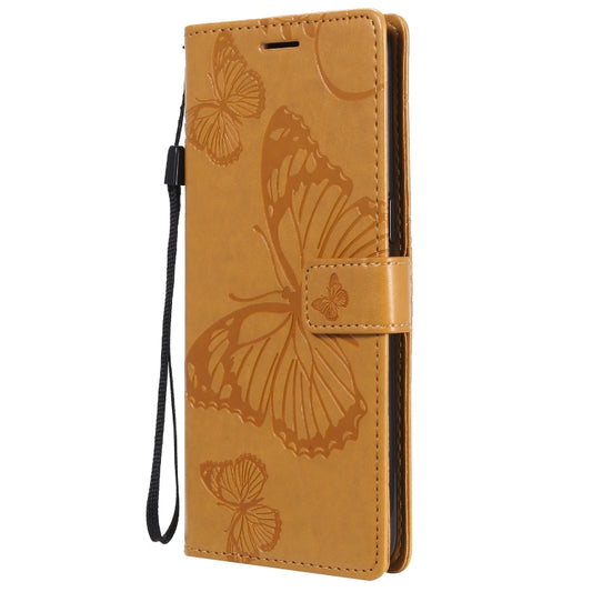 For OPPO Reno4 4G 3D Butterflies Embossing Pattern Horizontal Flip Leather Case with Holder & Card Slot & Wallet(Yellow) by buy2fix