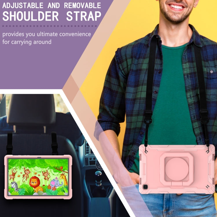For Samsung Galaxy Tab A7 10.4 (2020) T500 / T505 Contrast Color Shockproof Robot Silicone + PC Case with Wristband Holder(Rose Gold) by buy2fix