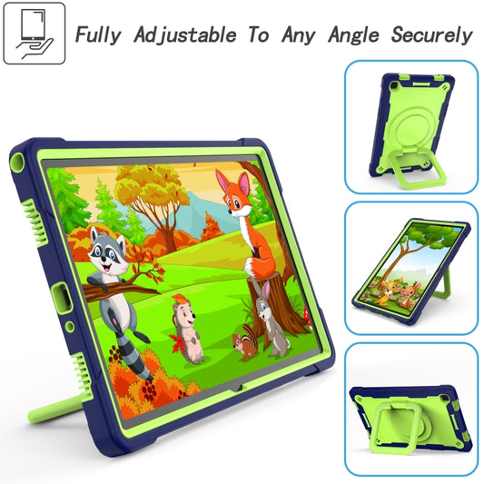 For Samsung Galaxy Tab A7 10.4 (2020) T500 / T505 Contrast Color Shockproof Robot Silicone + PC Case with Wristband Holder(Navy Blue + Yellow-green) by buy2fix