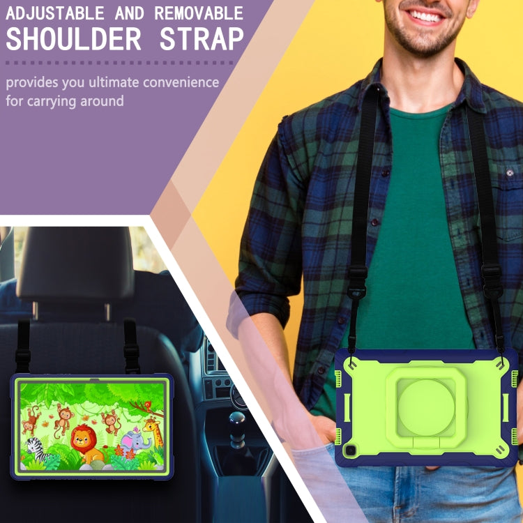 For Samsung Galaxy Tab A7 10.4 (2020) T500 / T505 Contrast Color Shockproof Robot Silicone + PC Case with Wristband Holder(Navy Blue + Yellow-green) by buy2fix